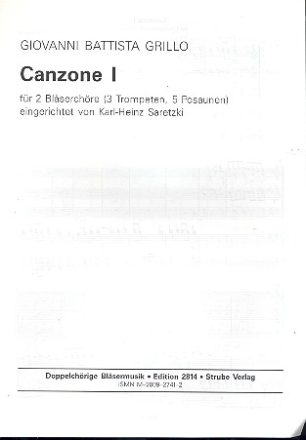 Canzone 1 fr 3 Trompeten und 5 Posaunen in 2 Chren Gesamtpartitur