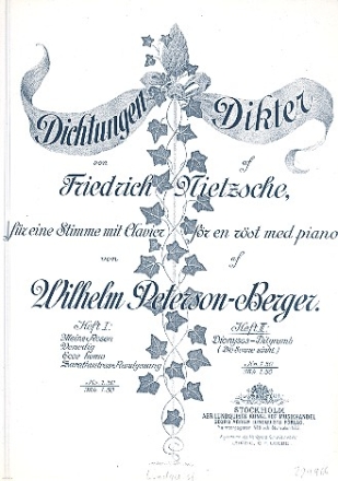 Dichtungen von Friedrich Nietzsche Band 2 fr eine Singstimme mit Klavier (dt/schwed)