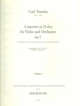 Konzert D-Dur op.1 fr Viola und Orchester Stimmenset (Harmonie und Streicher)
