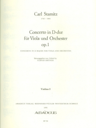 Konzert D-Dur op.1 fr Viola und Orchester Stimmenset (Harmonie und Streicher)