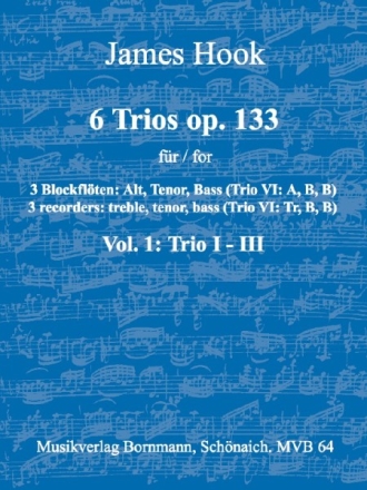 6 Trios op.133 Band 1 (Nr.1-3) fr 3 Blockflten (ATB) Spielpartitur