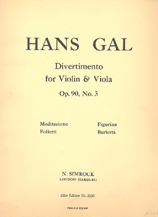 Divertimento op.90,3 for violin and viola 2 scores