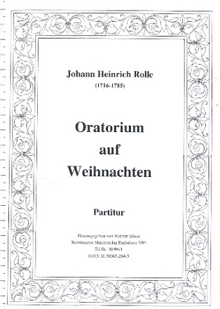 Oratorium auf Weihnachten fr Soli, Chor und Orchester Partitur