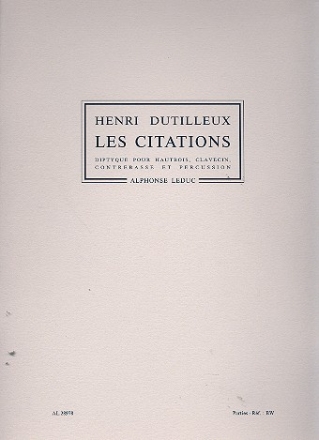 Les citations diptyque pour hautbois, clavecin, contrebasse et percussion, parties