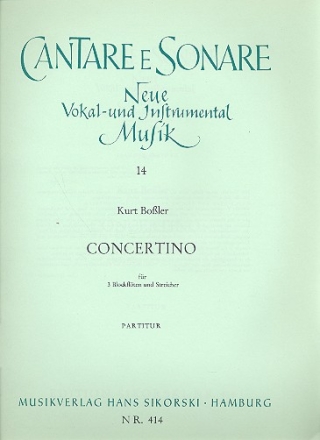 Concertino  fr 3 Blockflten (SSA) und Streicher Partitur