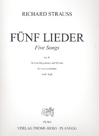 5 Lieder op.41 fr Gesang (hoch) und Klavier Partitur (dt/en)
