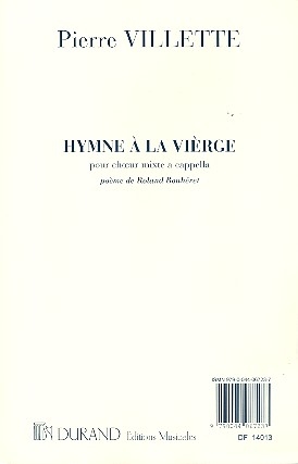 Hymne  La Virge pour choeur mixte a cappella partition (fr)