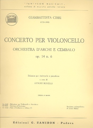 Konzert C-Dur op.14,6 fr Violoncello, Streicher und Bc fr Violoncello und Klavier