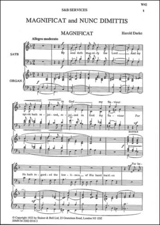 MAGNIFICAT AND NUNC DIMITTIS F MAJOR: FOR MIXED CHORUS (SATB) AND ORGAN