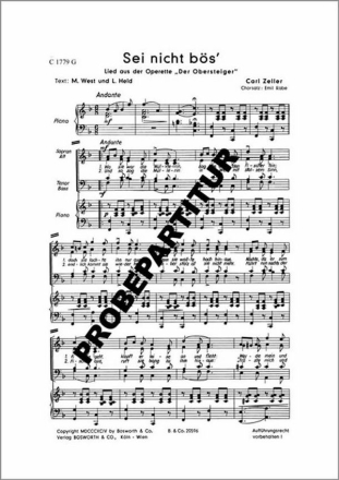 Sei nicht b�s f�r gem Chor und Klavier Partitur