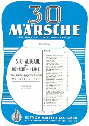30 Mrsche fr Salonorchester Akkordeon