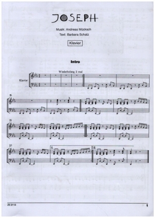 Joseph Musical fr 3stg Chor, Soli und Instrumente Klavierstimme
