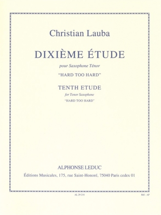 Hard too hard tude no.10 pour saxophone tnor