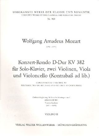 Konzert-Rondo D-Dur KV382 fr Klavier und Streicher Violine 2