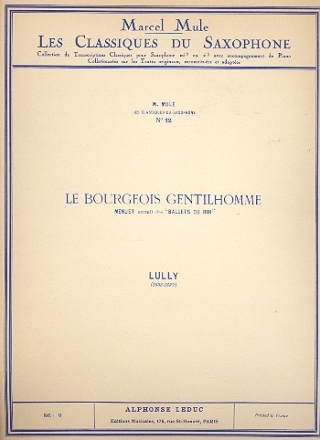 Le bourgeois gentilhomme Menuet pour saxophone alto et piano