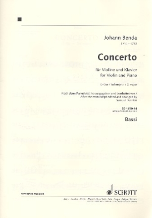 Concerto G-Dur fr Violine und Streichorchester Einzelstimme - Kontrabass