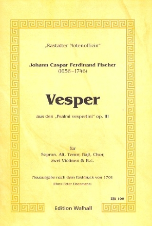 Vesper aus op.3 fr Soli (SATB), Chor, 2 Violinen und Bc Partitur