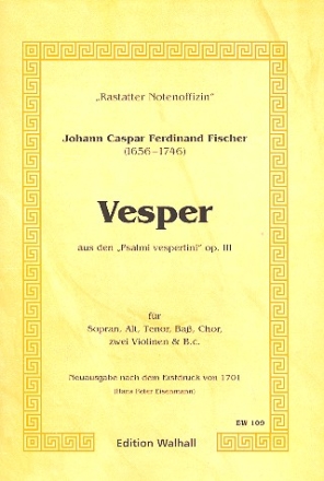 Vesper aus op.3 fr Soli (SATB), Chor, 2 Violinen und Bc Partitur
