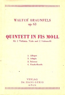 Quintett fis-Moll op.63 fr 2 Violinen, Viola und 2 Violoncelli Studienpartitur