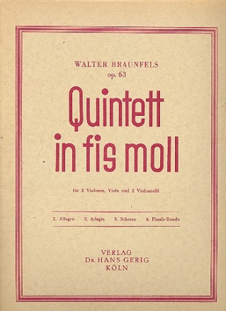 Quintett fis-Moll op.63 fr Violine I, Violine II, Viola und 2 Violoncelli Stimmen