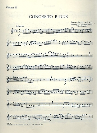 Konzert B-Dur op.7,3 fr Oboe und Streichorchester Violine 2