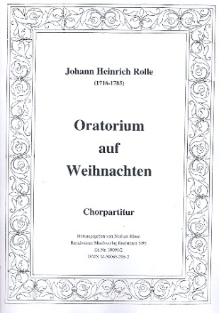 Oratorium auf Weihnachten fr Soli, Chor und Orchester Chorpartitur (dt)