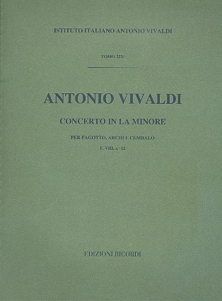 Konzert a-Moll F.VIII:12 fr Fagott, Streicher und Bc Partitur