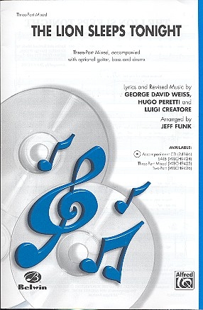 The Lion sleeps tonight for 3-part mixed chorus and optional rhythm section,  score