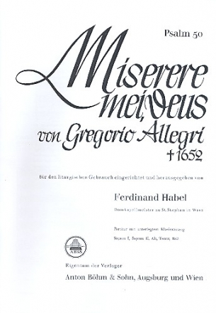 Miserere mei, Deus Psalm 50  fr gem Chor a cappella Chorpartitur (Klavierauszug)