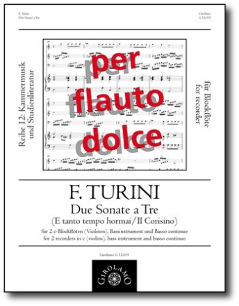 2 Sonate a tre  fr 2 Blockflten (SS), Bassinstrument und Bc