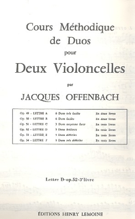 3 duos brillants op.52 vol.3 pour 2 violoncelles 2 parties