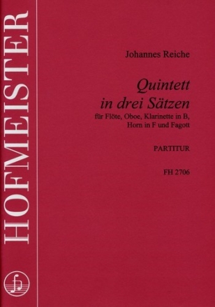 Quintett in 3 Stzen fr Flte, Oboe, Klarinette, Horn und Fagott Partitur