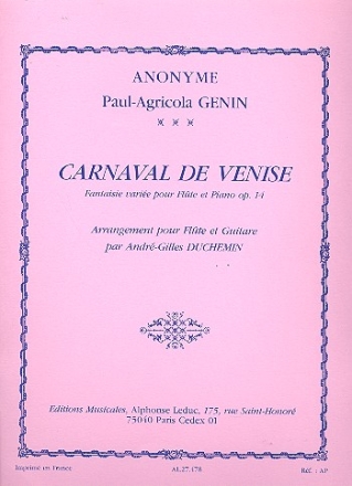 Carnaval de Venise Fantaisie varie op.14 pour flte et guitare 2 partitions