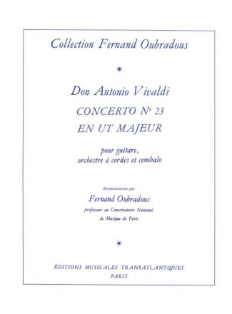 Concerto ut majeur no.23 pour guitare, orchestre a cordes et cembalo pour guitare et piano
