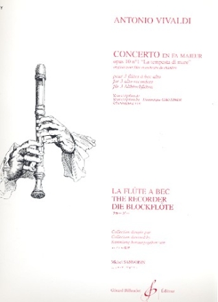 Concerto fa majeur op.10,1 pour 3 fltes  bec alto