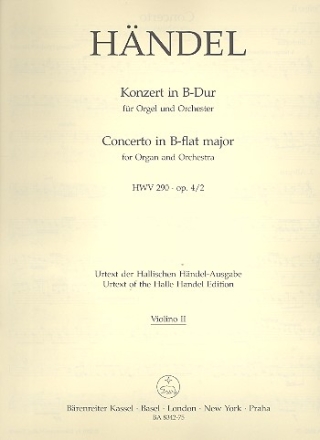 Konzert B-Dur HWV290 op.4,2 fr Orgel und Orchester Violine 2