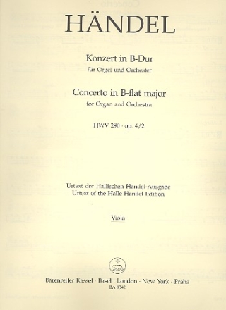 Konzert B-Dur HWV290 op.4,2 fr Orgel und Orchester Viola