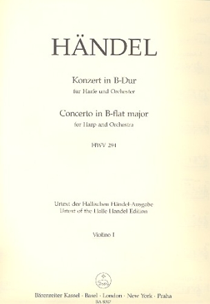 Konzert B-Dur HWV294 fr Harfe und Orchester Violine 1