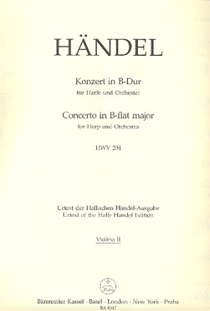 Konzert B-Dur HWV294 fr Harfe und Orchester Violine 2
