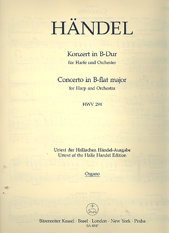 Konzert B-Dur HWV294 fr Harfe und Orchester Orgelstimme