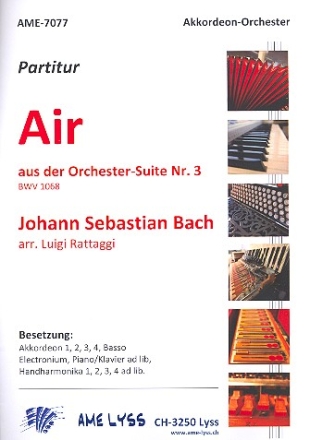 Air aus der Ochestersuite Nr.3 BWV1068 fr Akkordeonorchester Partitur