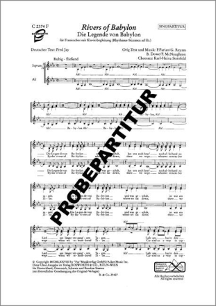 Rivers of Babylon f�r Frauenchor und Klavier Chorpartitur