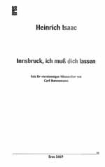 INNSBRUCK ICH MUSS DICH LASSEN FUER MAENNERCHOR,  SINGPARTITUR HANNEMANN, CARL,  ARR.