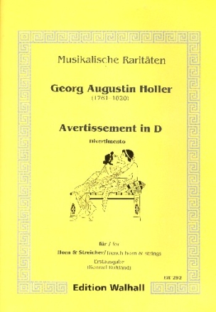 Avertissement D-Dur fr Horn und Streichorchester Partitur