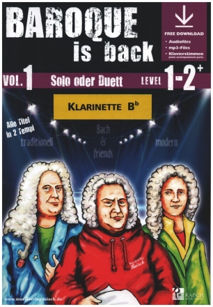 Baroque is back vol.1 (+ Online Audio) fr 1-2 Klarinetten in B (Klavier ad lib zum Ausdrucken als PDF)