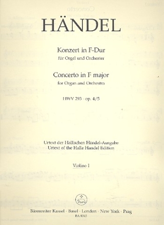 Konzert F-Dur op.4,5 HWV293 fr Orgel und Orchester Violine 1