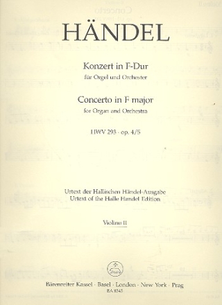 Konzert F-Dur op.4,5 HWV293 fr Orgel und Orchester Violine 2