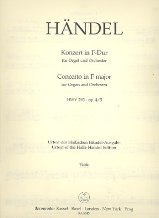 Konzert F-Dur op.4,5 HWV293 fr Orgel und Orchester Viola
