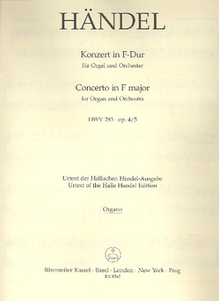 Konzert F-Dur op.4,5 HWV293 fr Orgel und Orchester Orgel