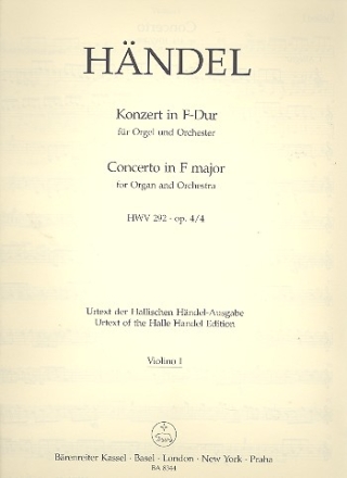 Konzert F-Dur op.4,4 HWV292 fr Orgel und Orchester Violine 1